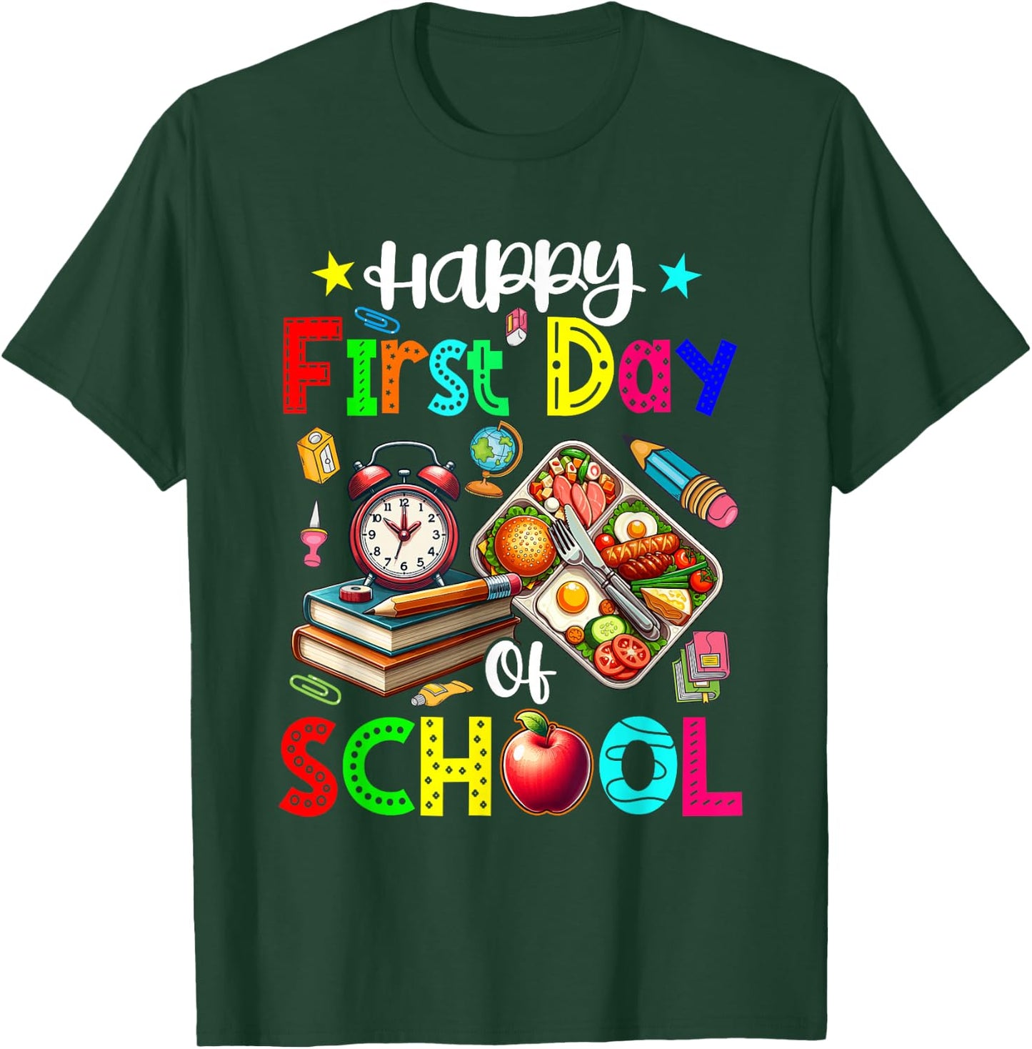 Happy First Day Of School Lunch Lady Job Costume Colorful T-Shirt - T-Shirt | Forest