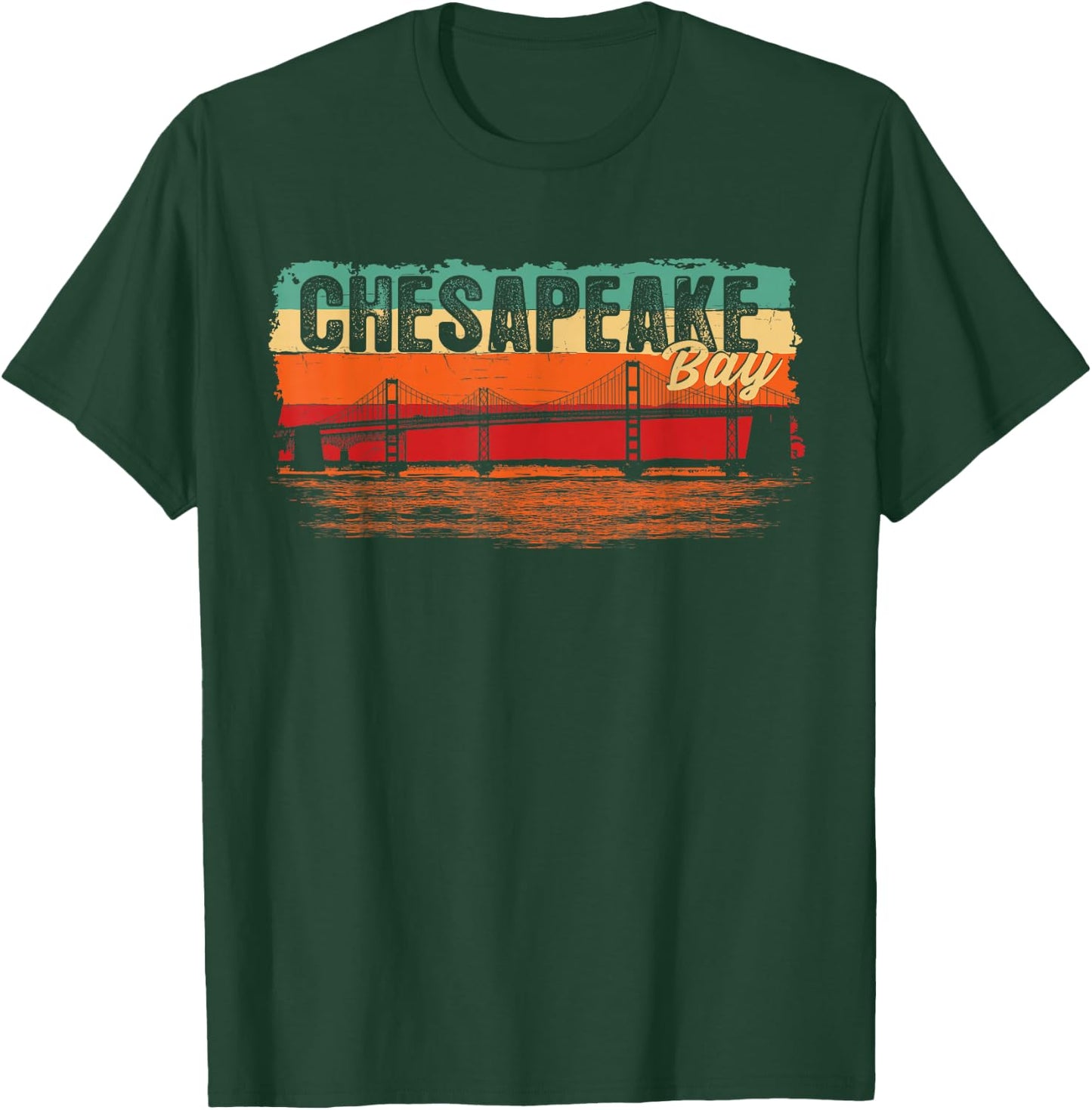 Retro Vintage Sunset Chesapeake Bay T-Shirt - T-Shirt | Forest