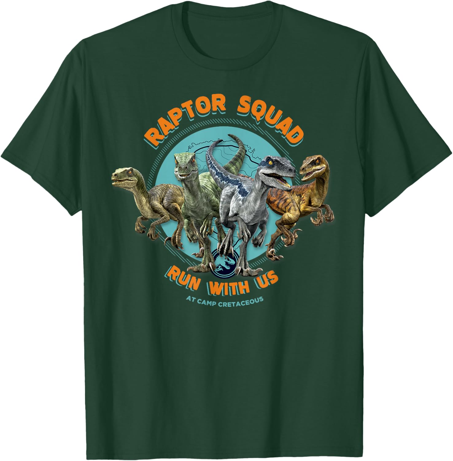 Jurassic World: Camp Cretaceous Raptor Squad Run with Us T-Shirt - T-Shirt | Forest