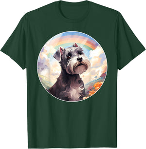 Miniature Schnauzer Rainbow Bridge Colorful Puppy Dog Art T-Shirt - T-Shirt | Forest
