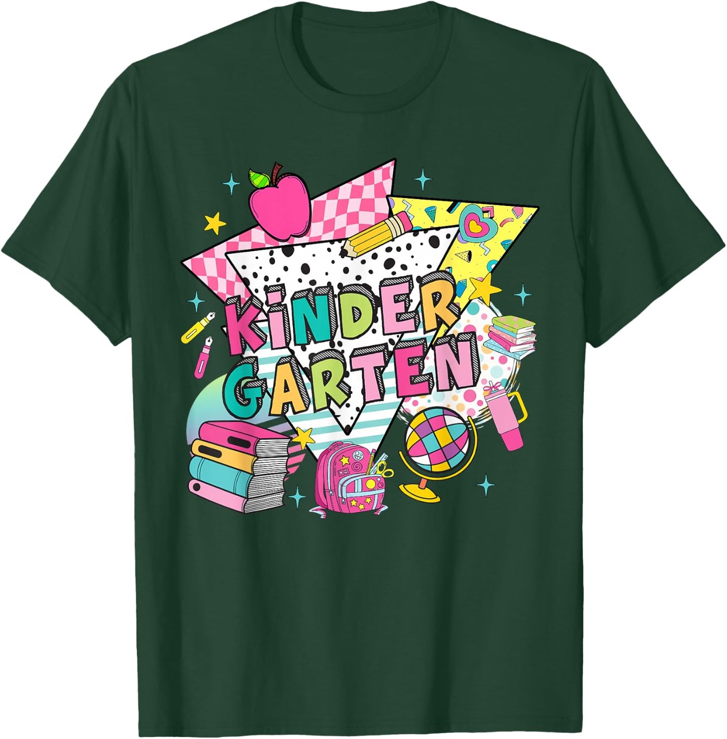 Kindergarten Teachers Students Retro 90s Back To School T-Shirt - T-Shirt | Forest