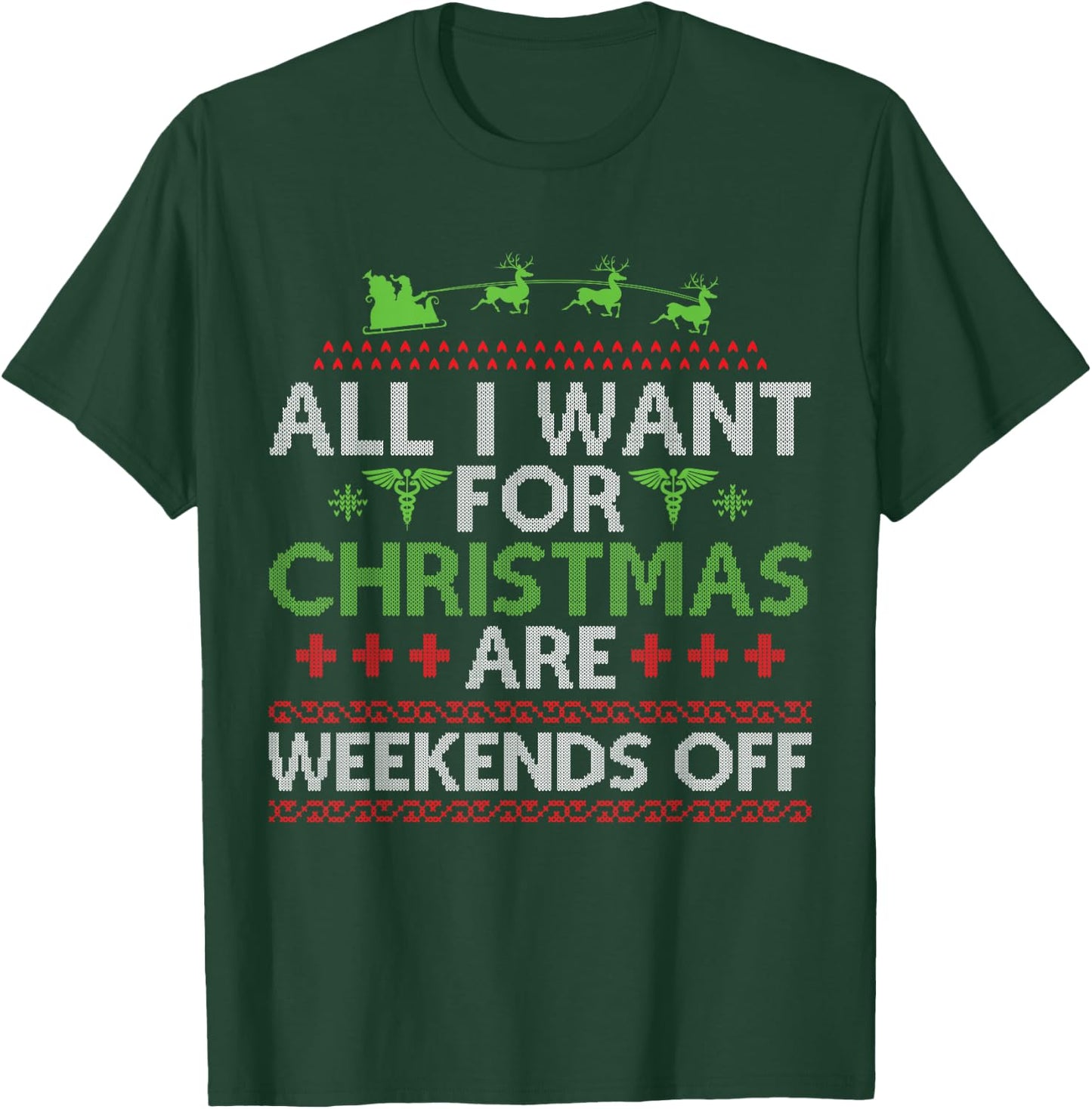 Christmas Santa Nurse Ugly Christmas Sweater T-Shirt - T-Shirt | Forest