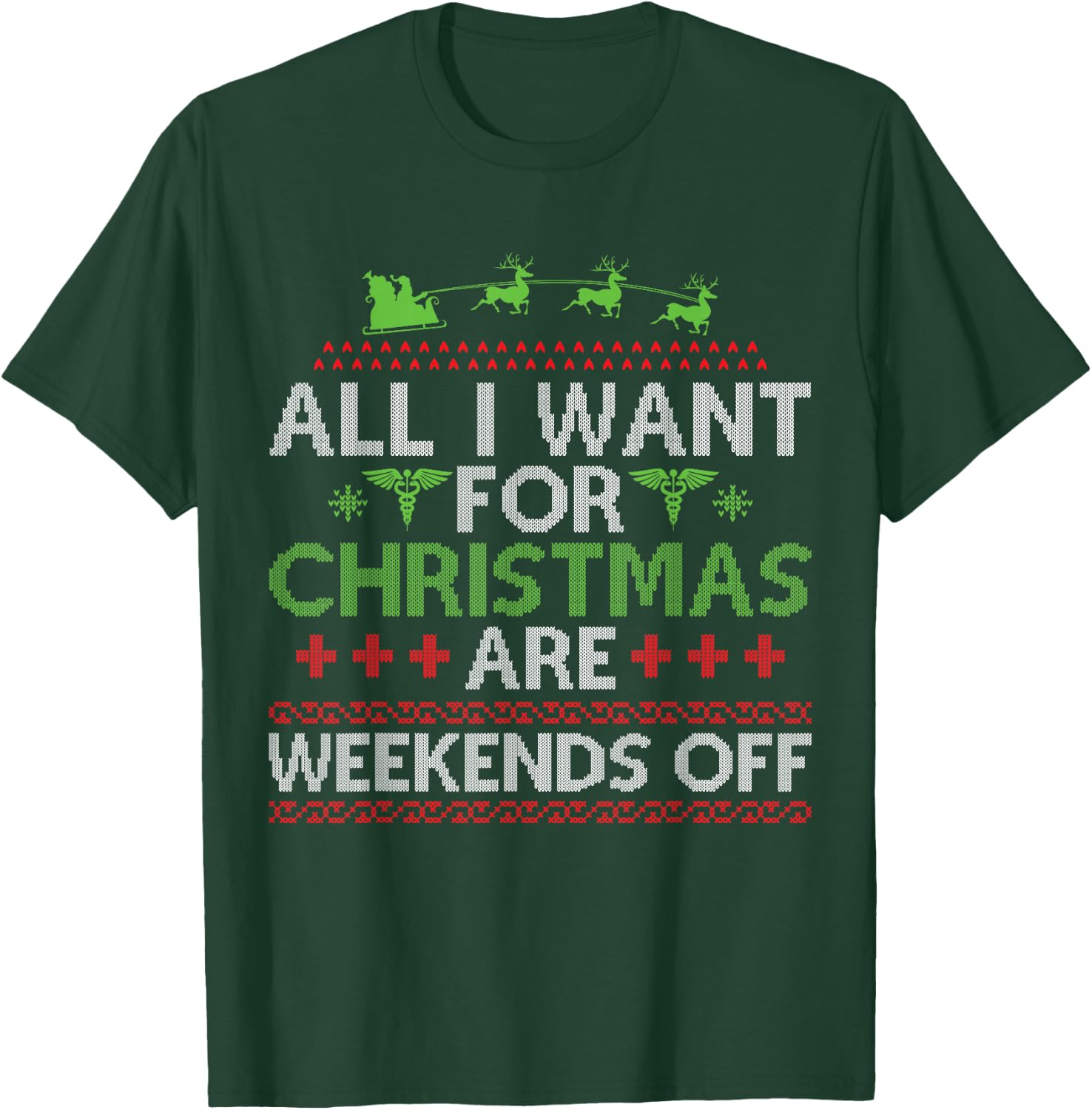 Christmas Santa Nurse Ugly Christmas Sweater T-Shirt - T-Shirt | Forest