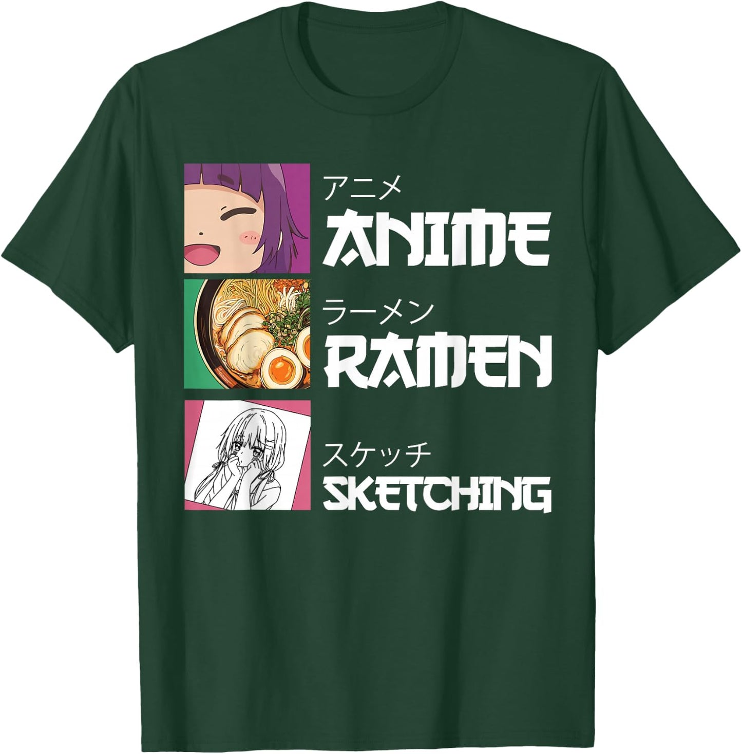 Anime Ramen Sketching Japanese Otaku T-Shirt - T-Shirt | Forest