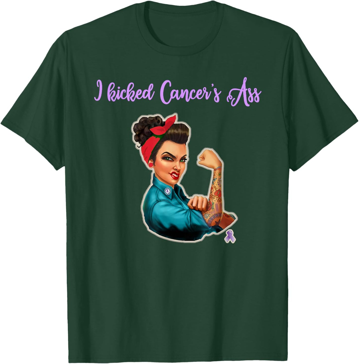 I Kicked Cancers Ass Cancer Survivors T-Shirt - T-Shirt | Forest