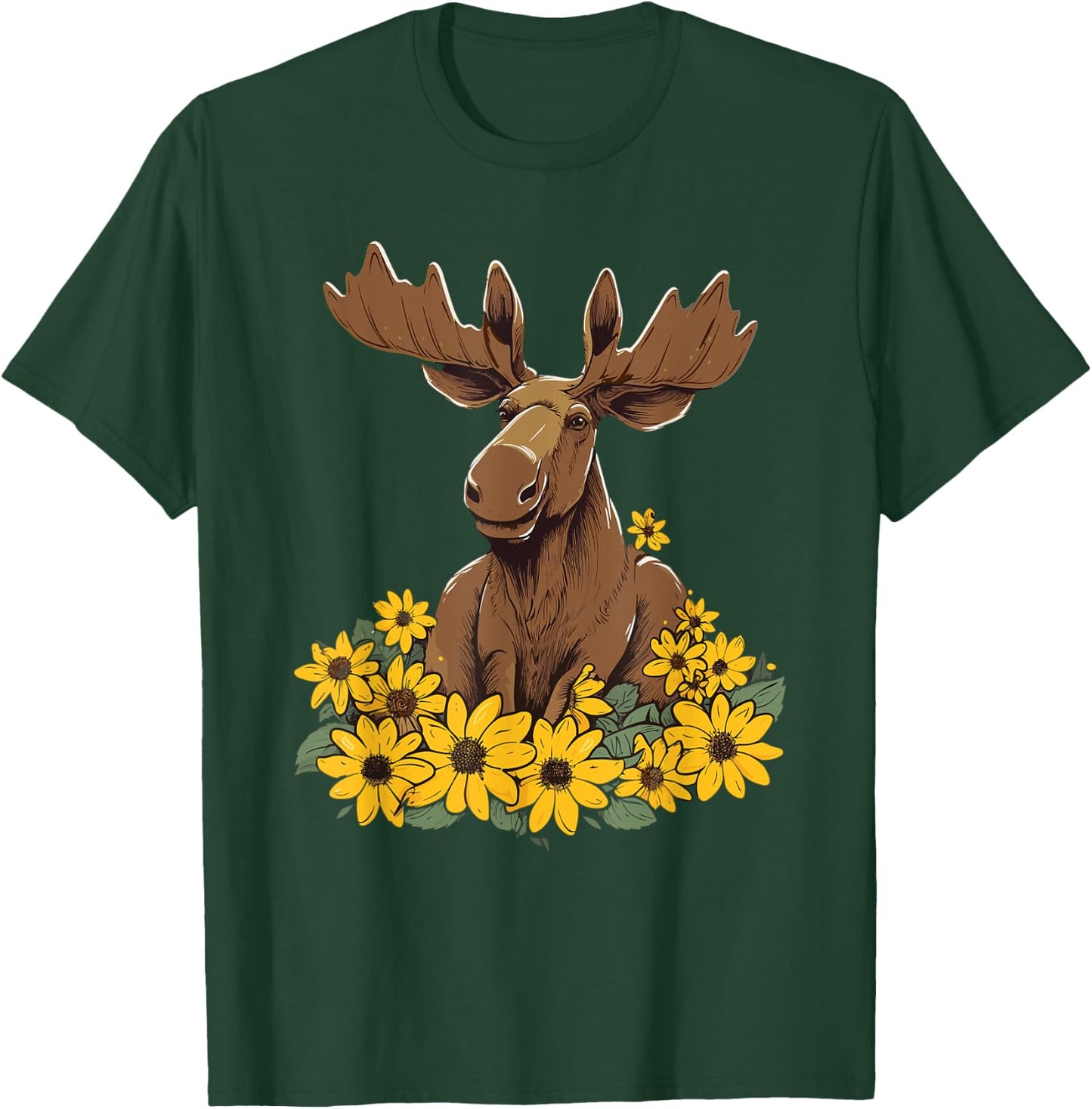 Moose Sunflower Moose Lovers Apparel Girls T-Shirt - T-Shirt | Forest