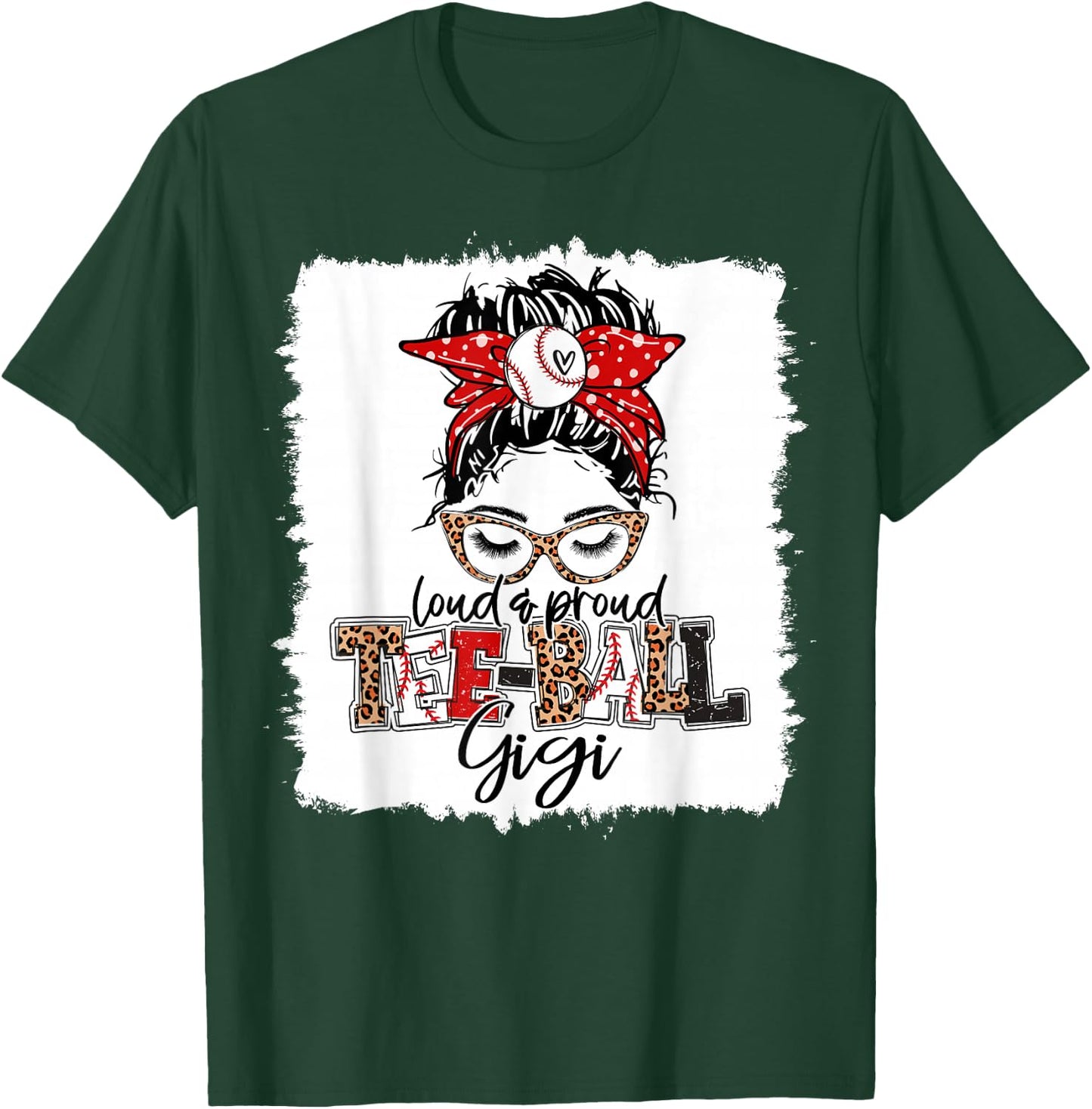 T-Ball Gigi Ball Leopard Print Squad Messy Bun Hair T-Shirt - T-Shirt | Forest