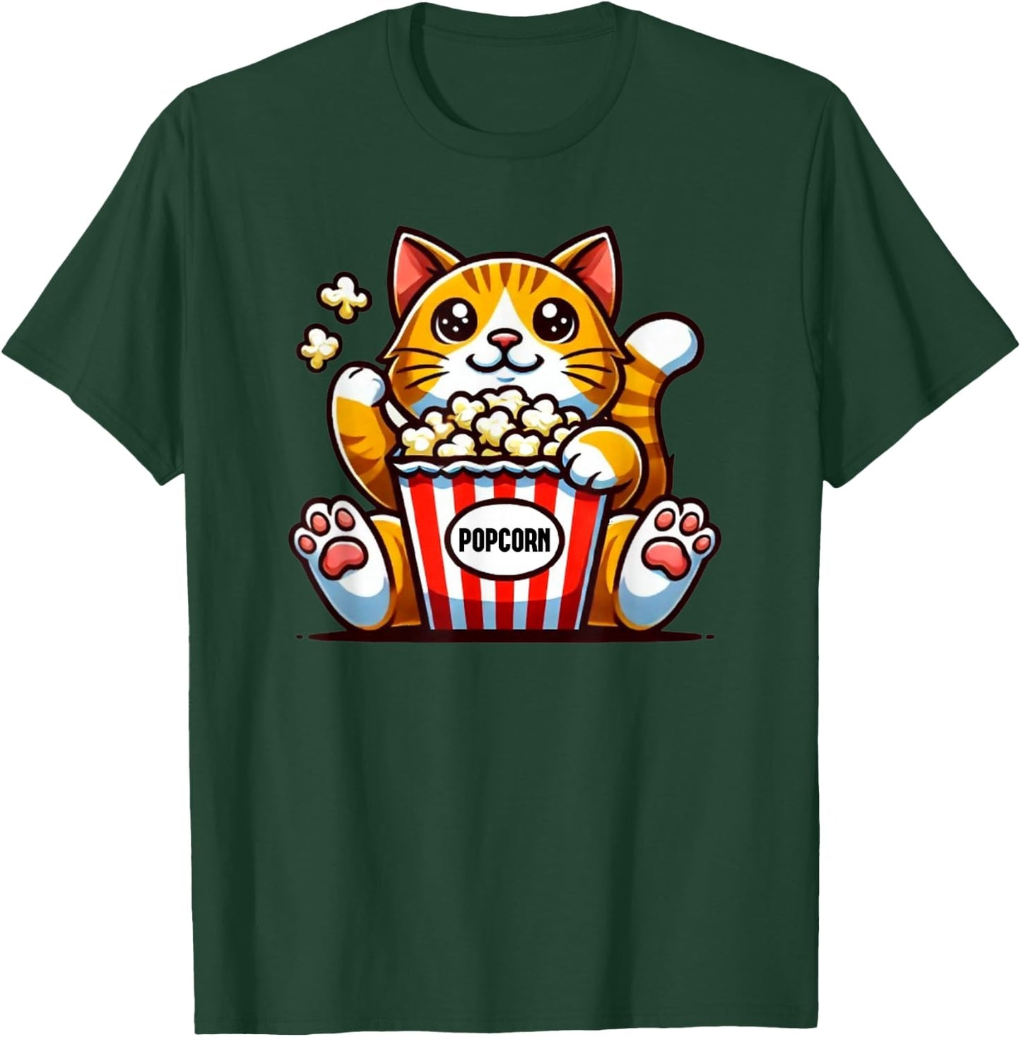 Popcorn Cat Party Snack T-Shirt - T-Shirt | Forest