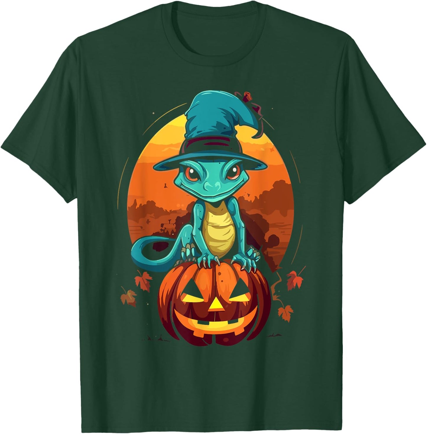 Gecko Halloween Scary Reptile Trick Or Treat Spooky Lizard T-Shirt - T-Shirt | Forest