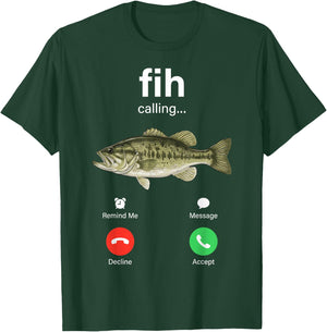 Fih Calling Decline Accept Phone Call Funny Fish Meme T-Shirt - T-Shirt | Forest