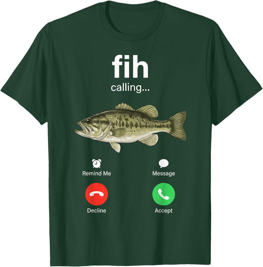 Fih Calling Decline Accept Phone Call Funny Fish Meme T-Shirt - T-Shirt | Forest