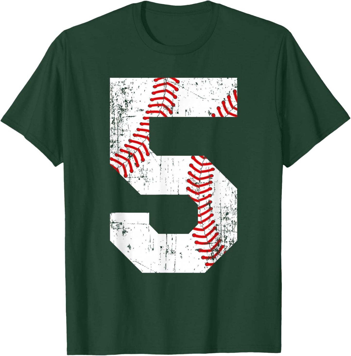 Vintage Baseball 5 Jersey Number T-Shirt - T-Shirt | Forest