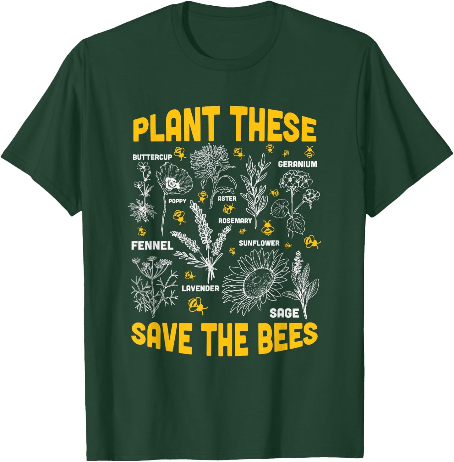 Plant These Save The Bees - Flowers T-Shirt - T-Shirt | Forest