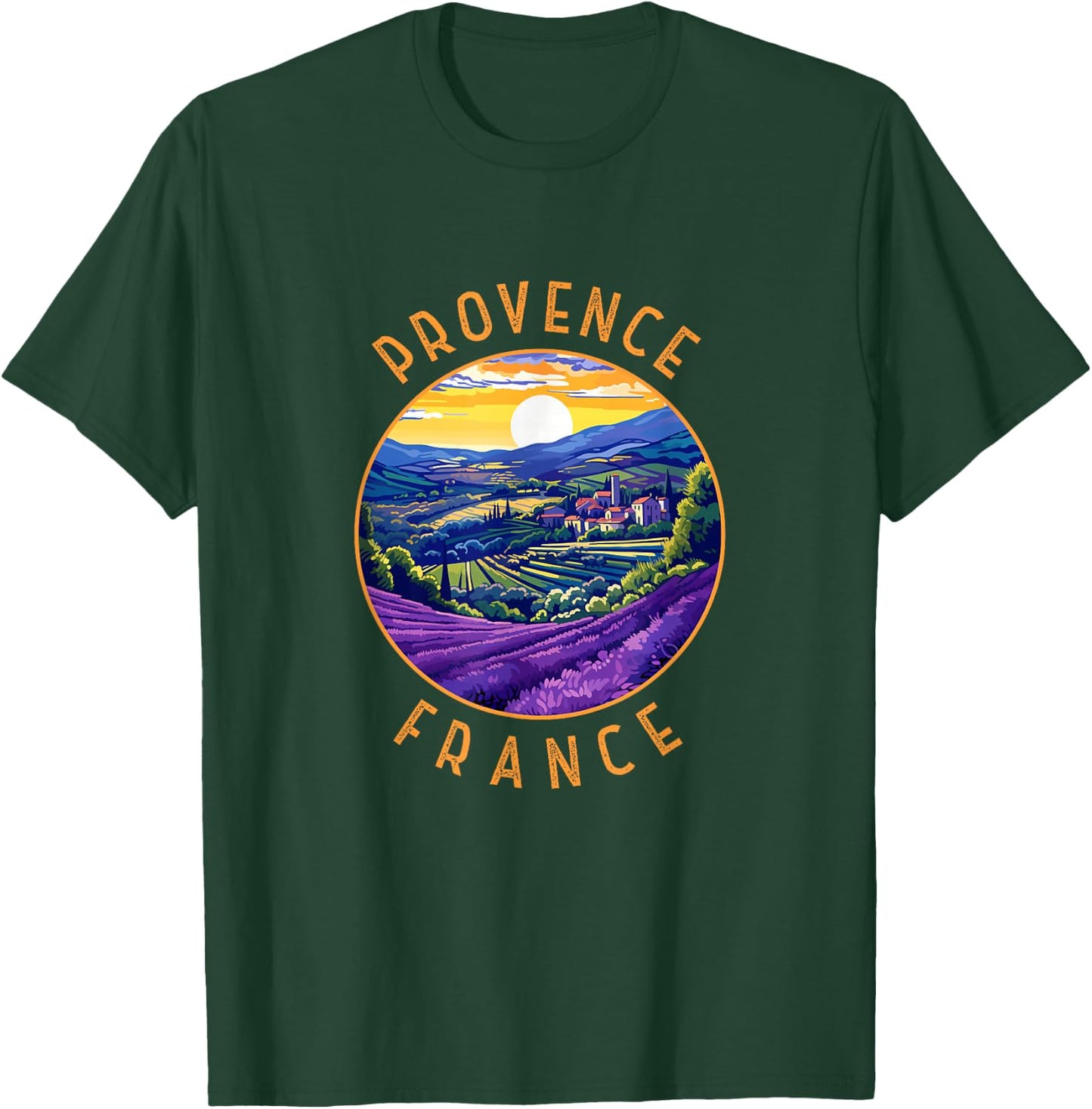 Circle aged retro Provence France Vintage , Black, S T-Shirt - T-Shirt | Forest