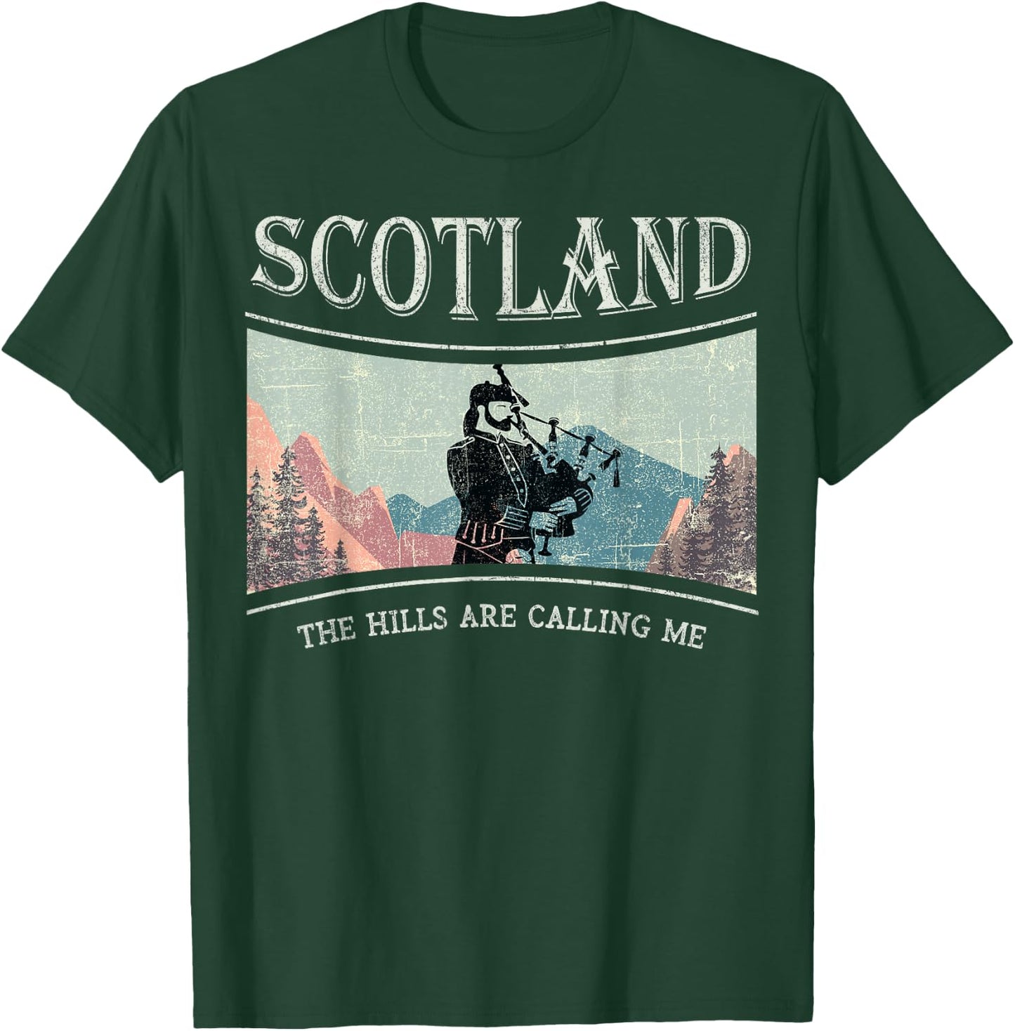 Scotland wilderness Scottish Highlands bagpipes mountains T-Shirt - T-Shirt | Forest