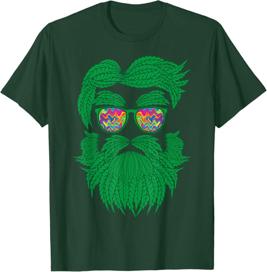 Weed Beard Sunglasses 420 Cannabis Marijuana Stoner Gift T-Shirt - T-Shirt | Forest