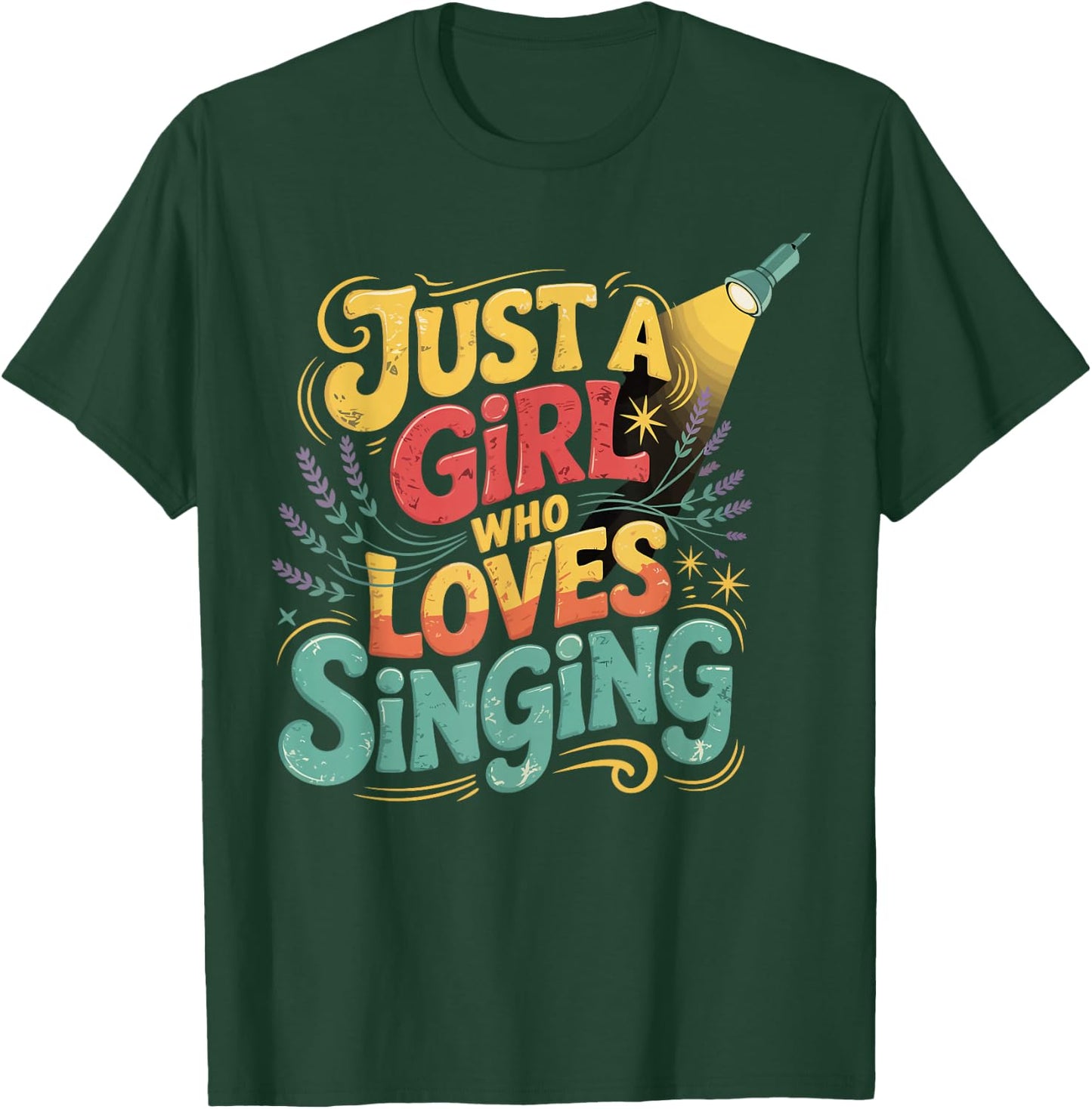Just a Girl Who Loves Singing Vintage Music Gifts T-Shirt - T-Shirt | Forest