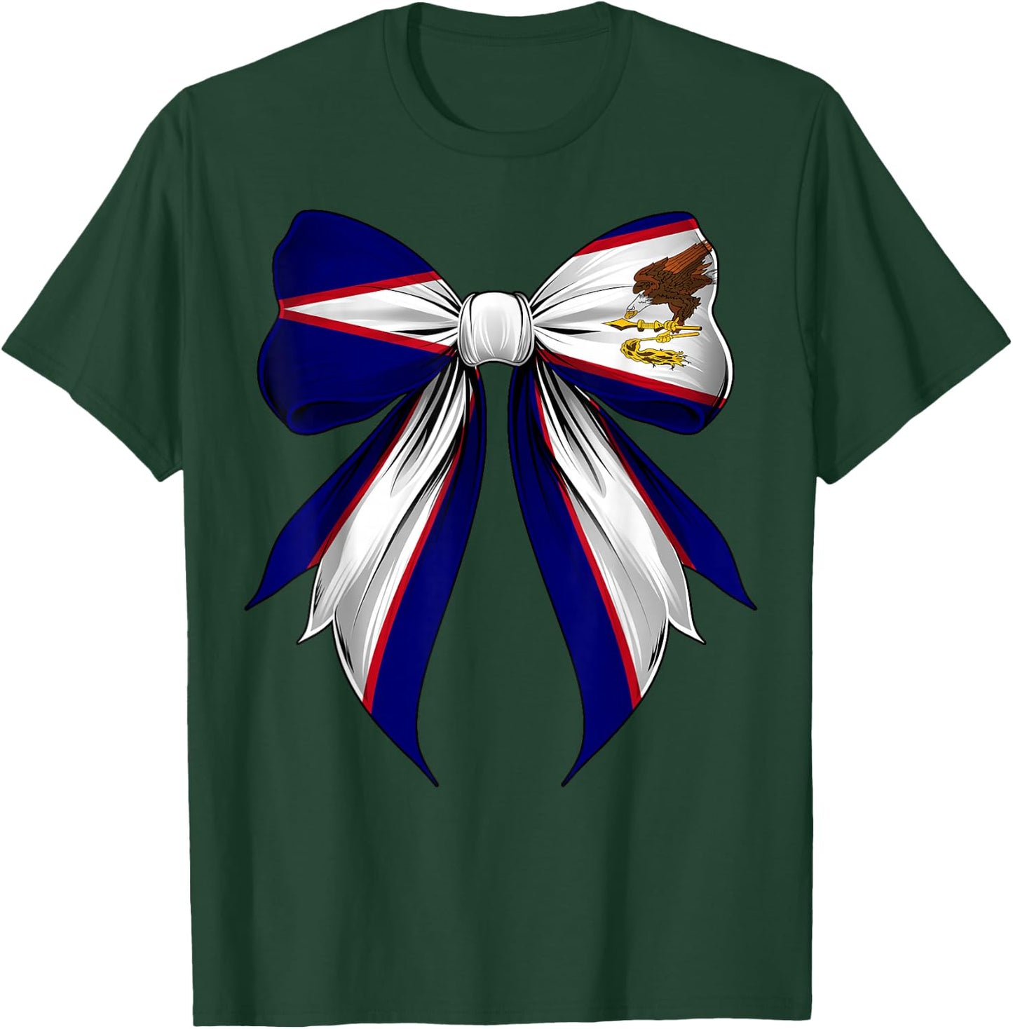 American Samoa Flag American Samoan Pride Coquette Ribbon T-Shirt - T-Shirt | Forest