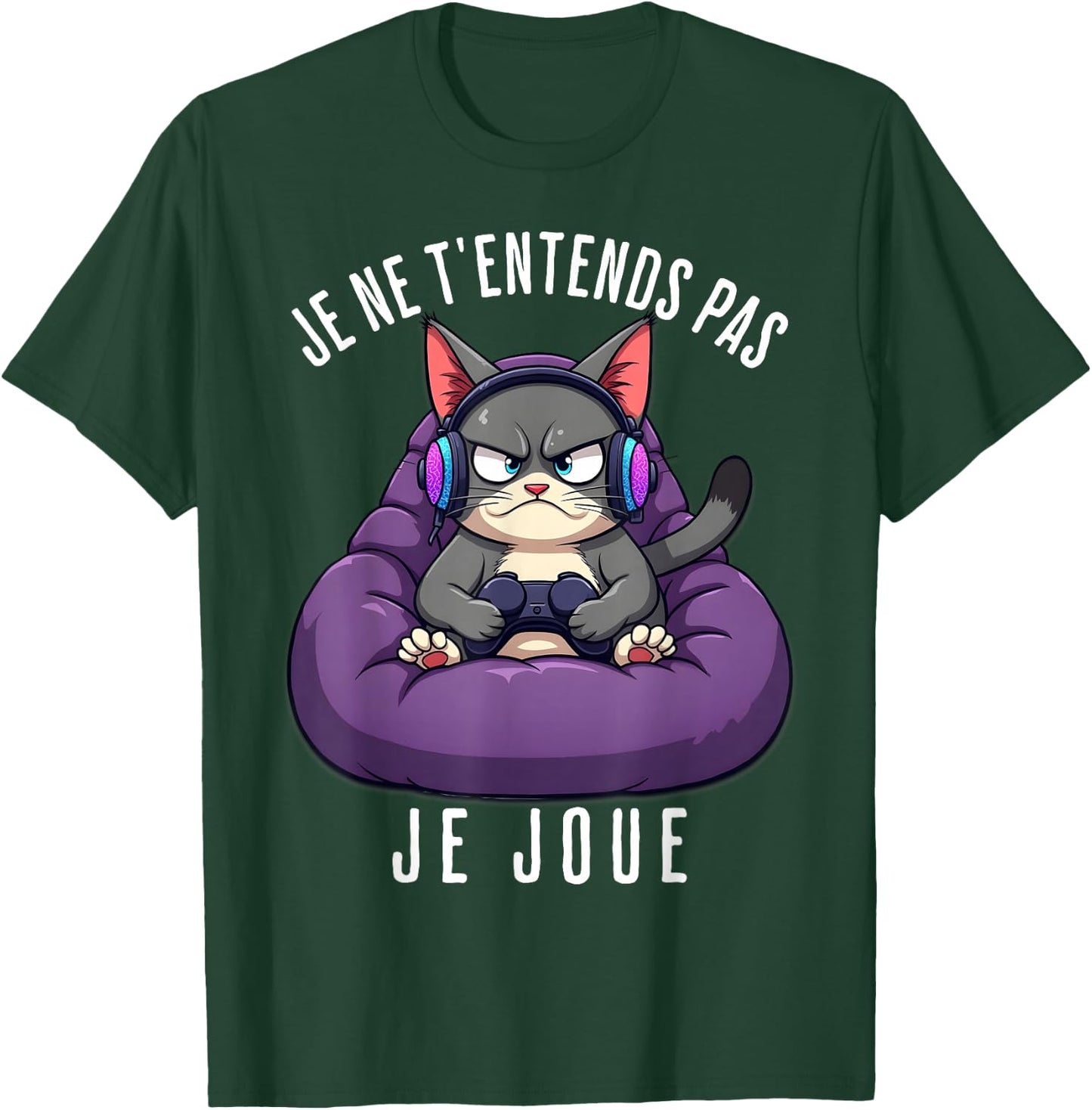 Funny Cat Gamer Funny Man Boy , Black, S T-Shirt - T-Shirt | Forest