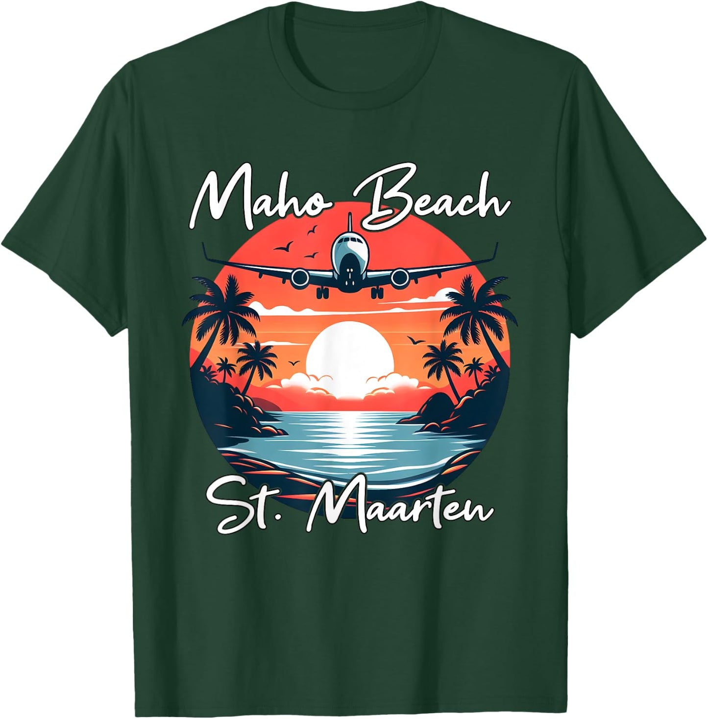 Maho Beach St Maarten , black T-Shirt - T-Shirt | Forest