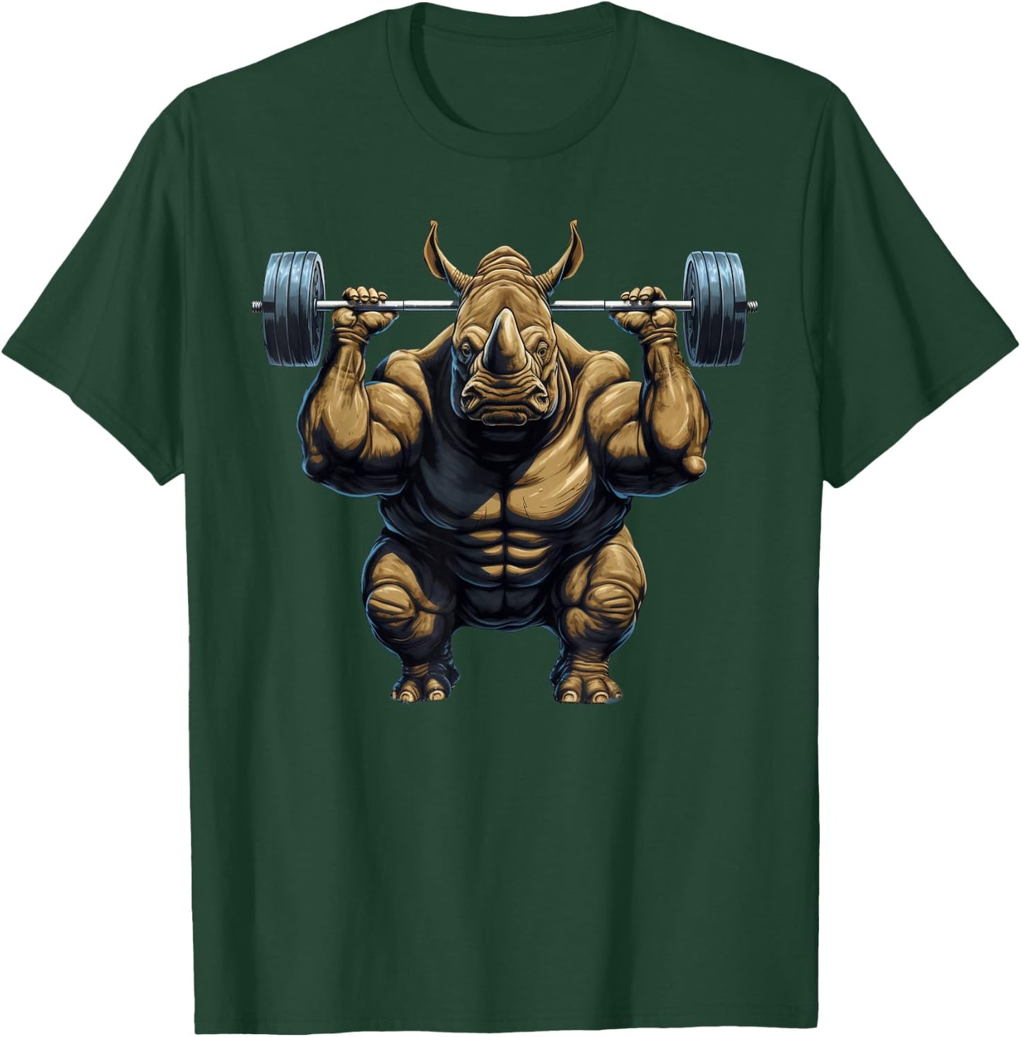 Rhino Powerlifting Weightlifting Rhinoceros Gym Workout T-Shirt - T-Shirt | Forest