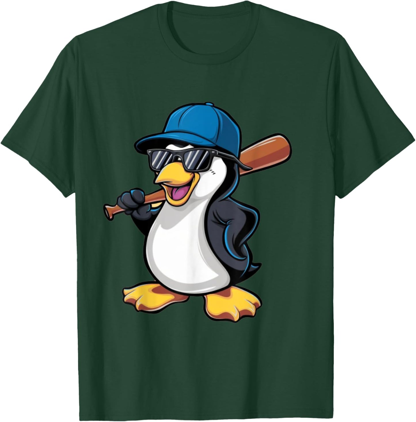 Penguin Baseball Panda Playing Baseball Penguin T-Shirt - T-Shirt | Forest
