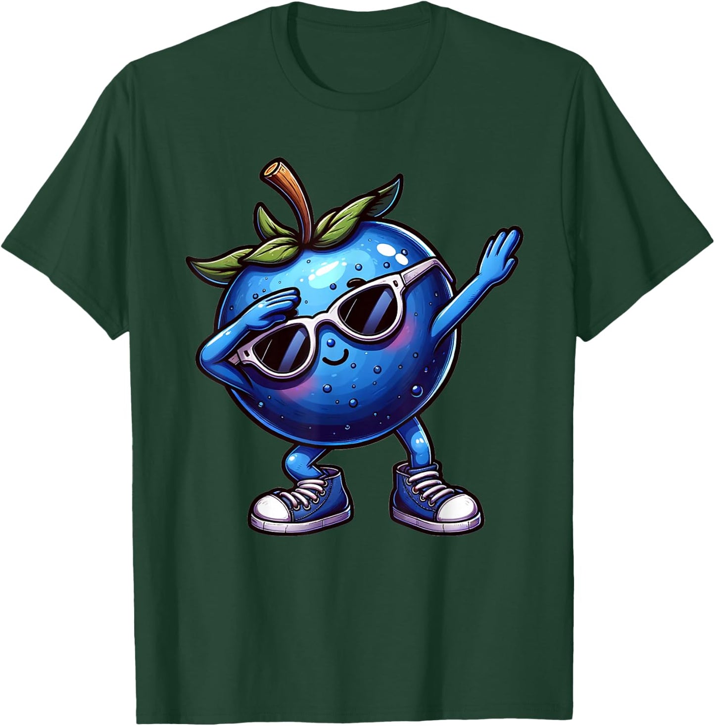 Dabbing Blueberry Funny Blue Blueberry Fruit , black T-Shirt - T-Shirt | Forest