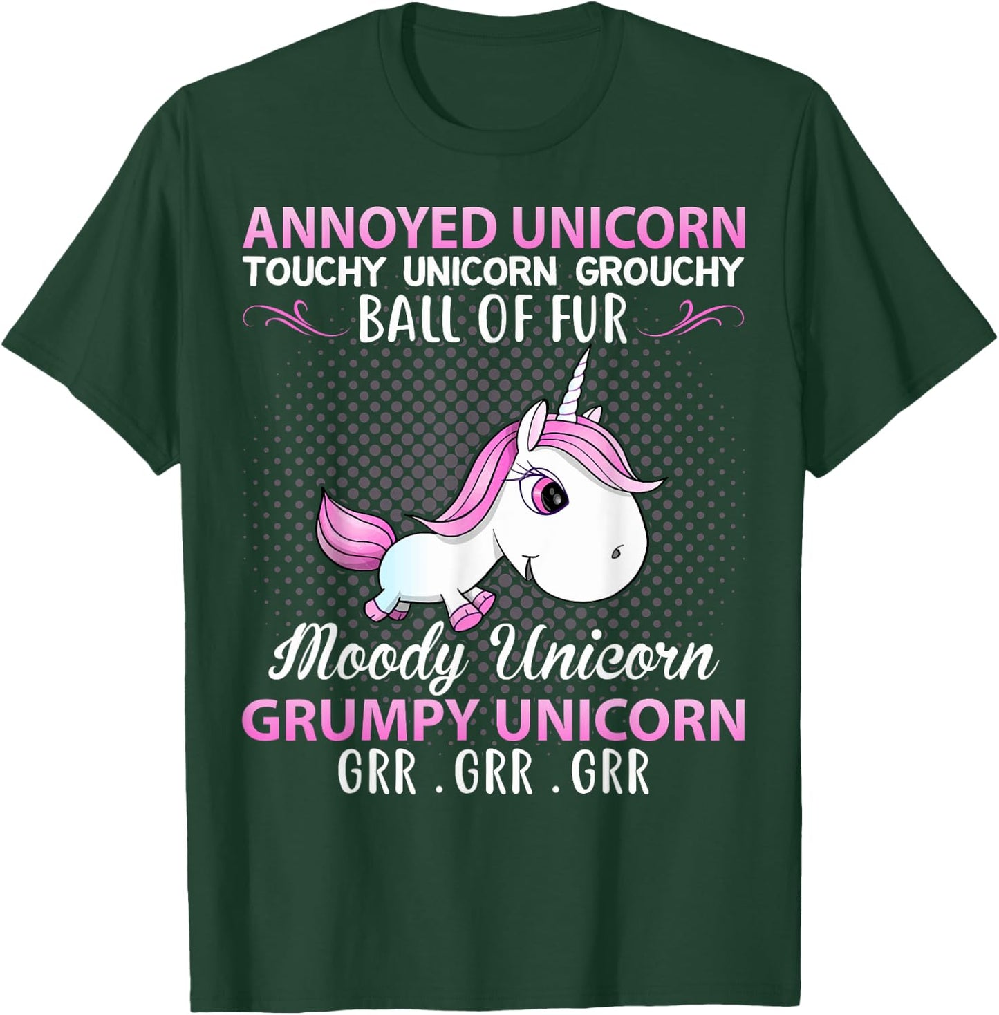 Annoyed Unicorn Touchy Unicorn Grouchy Ball Of Fur Moody Uni T-Shirt - T-Shirt | Forest