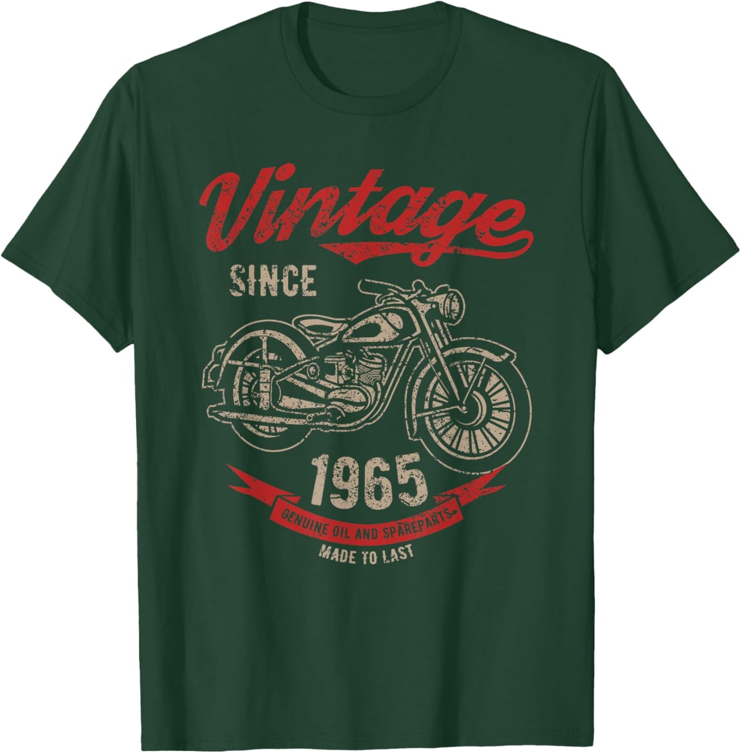 Vintage Since 1965 Birthday Gift Motorcycle Bike T-Shirt - T-Shirt | Forest