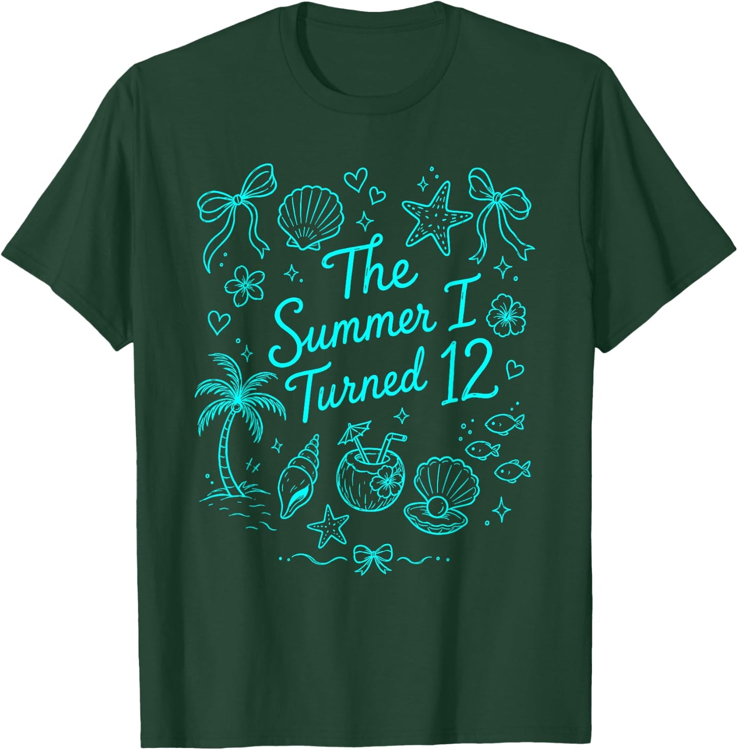 The Summer I Turned 12 Tropical Beach Birthday T-Shirt - T-Shirt | Forest