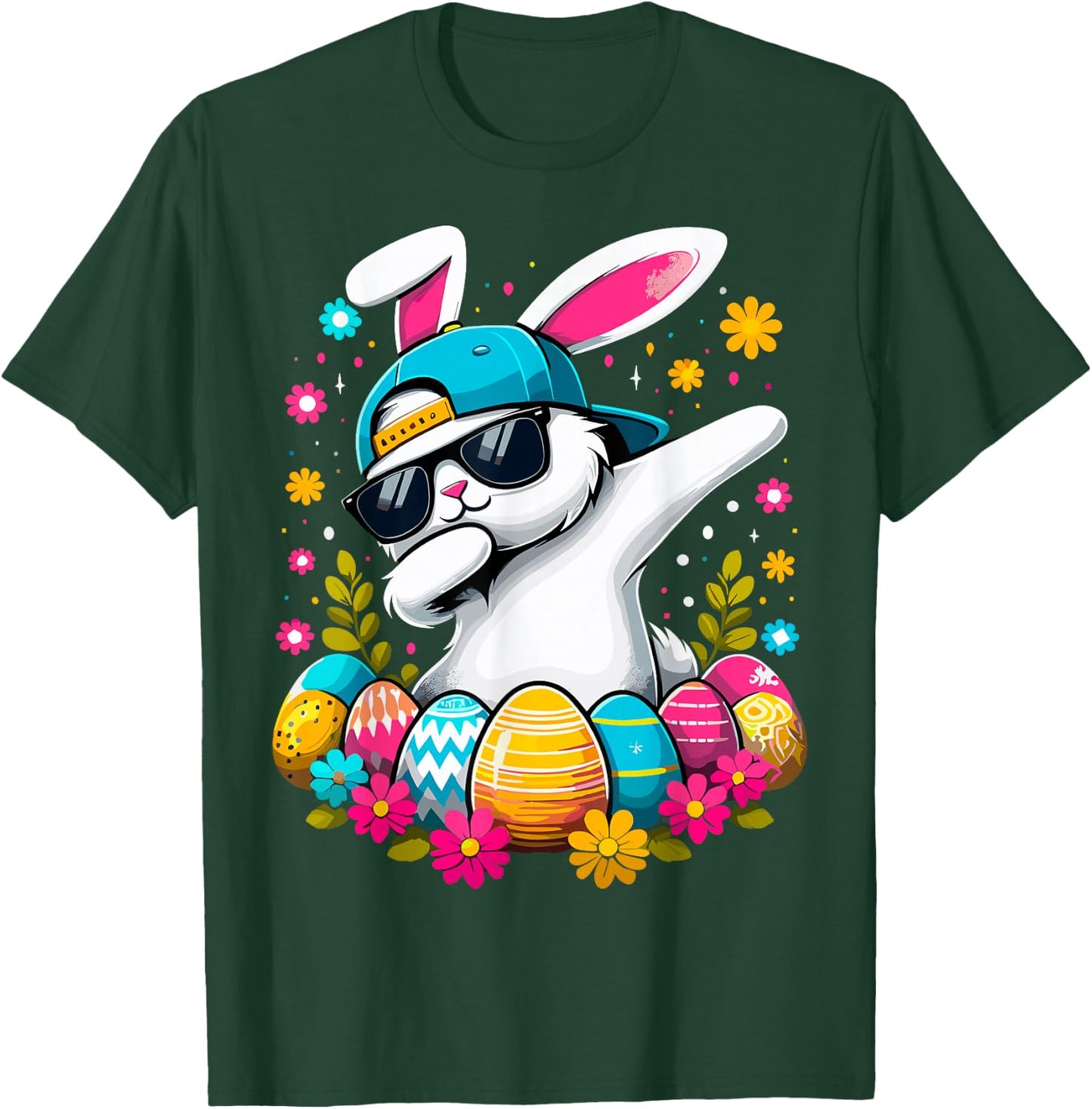 Happy Easter Eggs Cool Dabbing Bunny T-Shirt - T-Shirt | Forest