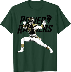 Power Rangers White Ranger Karate Action Pose Logo T-Shirt - T-Shirt | Forest