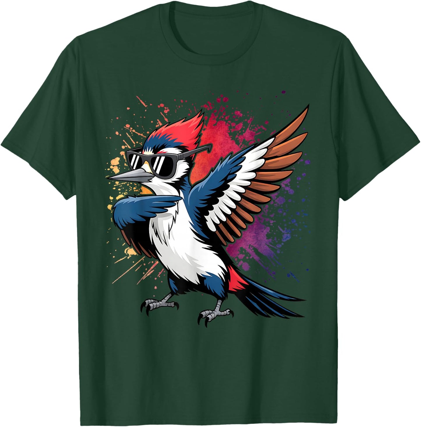 Dabbing Pileated Woodpecker Bird Watcher Lover Birding T-Shirt - T-Shirt | Forest