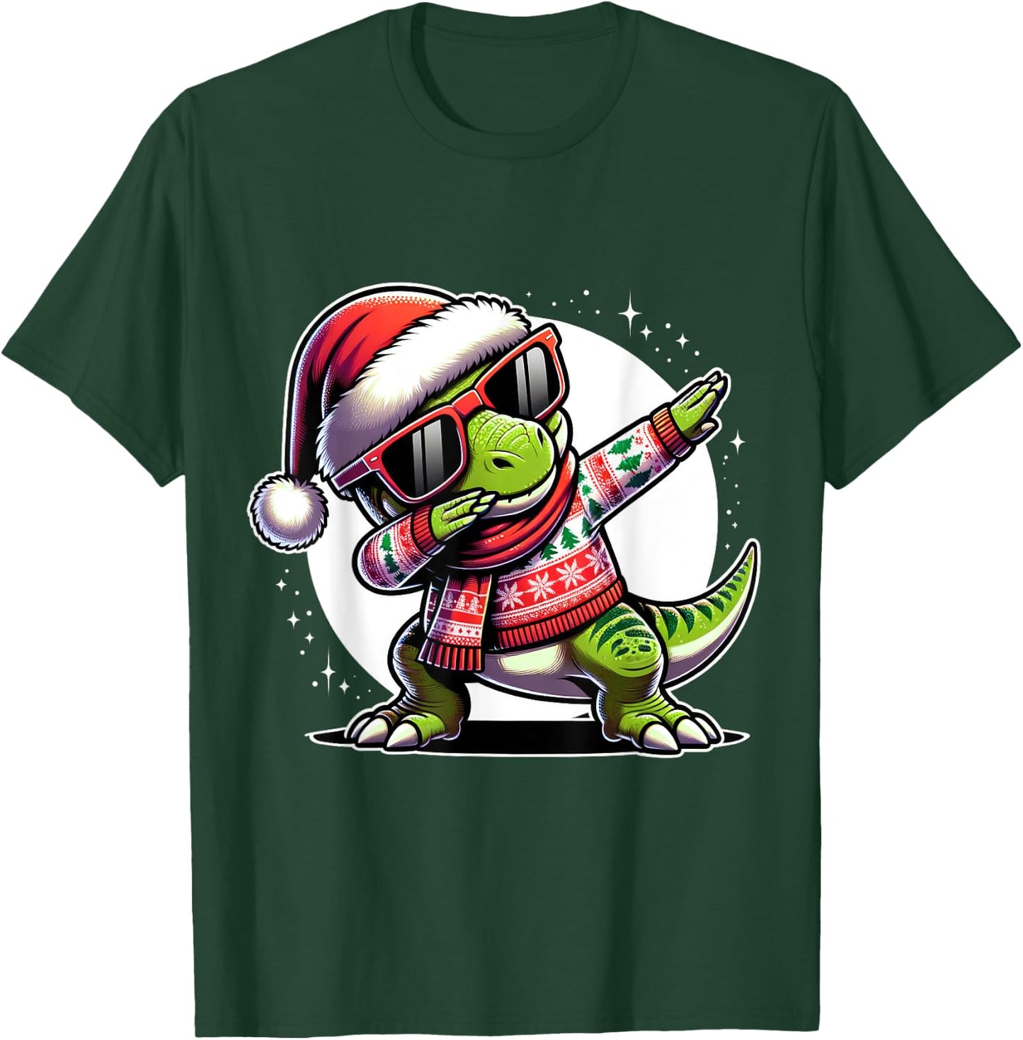 Christmas Dinosaur Boys Dabbing T Rex Santa Xmas Funny T-Shirt - T-Shirt | Forest