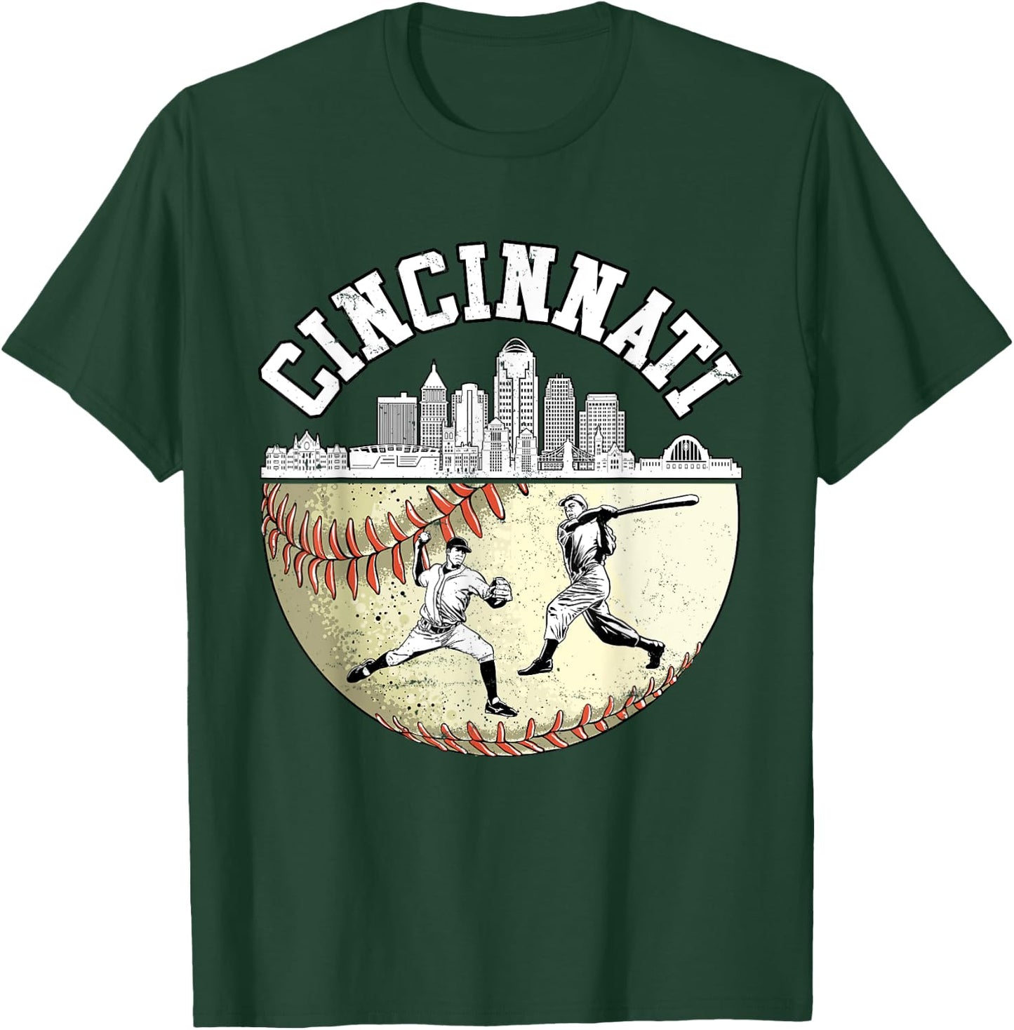 Cincinnati Vintage Baseball Lover and Player Boys T-Shirt - T-Shirt | Forest