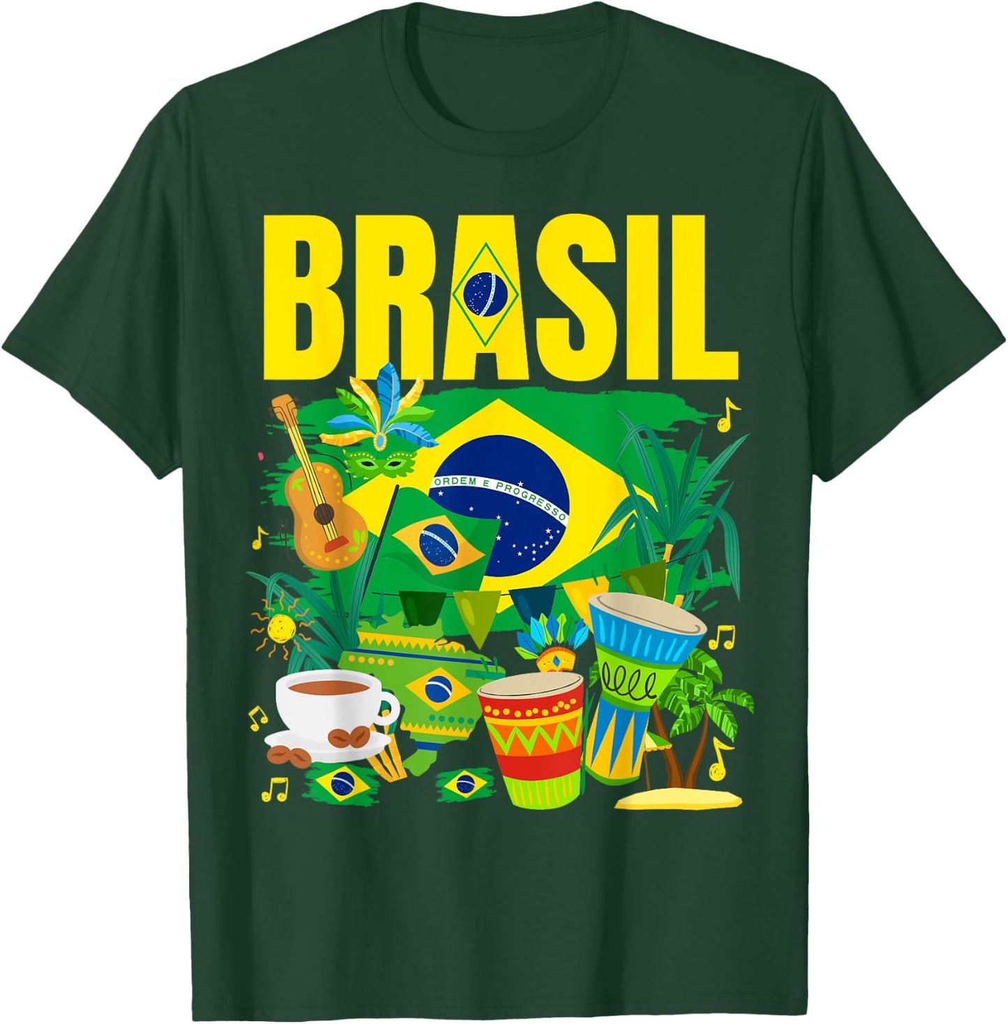 Brazil Flag - Outfit Idea - Brazilian Flag , Black, S T-Shirt - T-Shirt | Forest