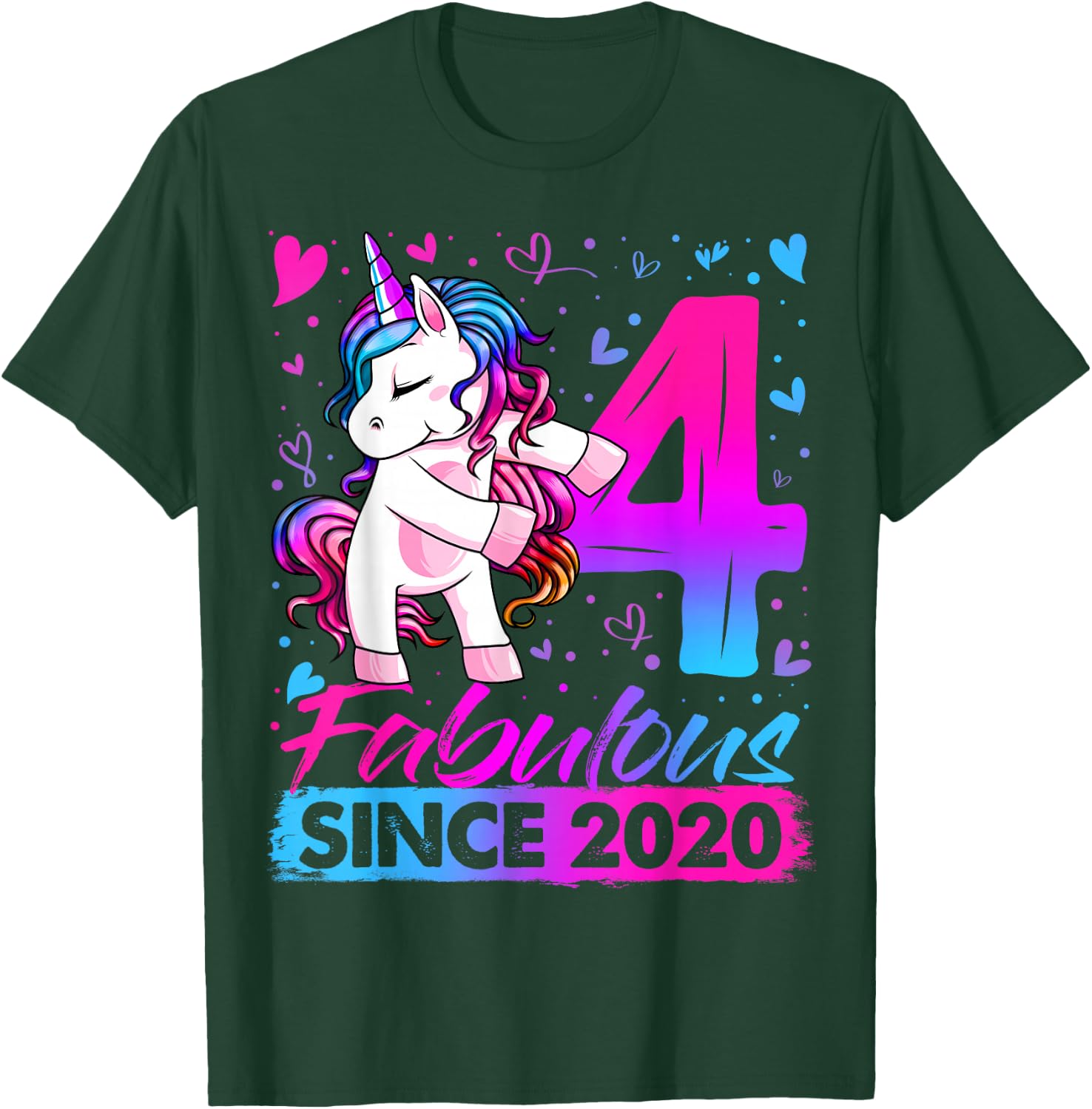 4 Years Old Flossing Unicorn Gifts 4th Birthday Girl Party T-Shirt - T-Shirt | Forest