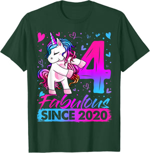 4 Years Old Flossing Unicorn Gifts 4th Birthday Girl Party T-Shirt - T-Shirt | Forest