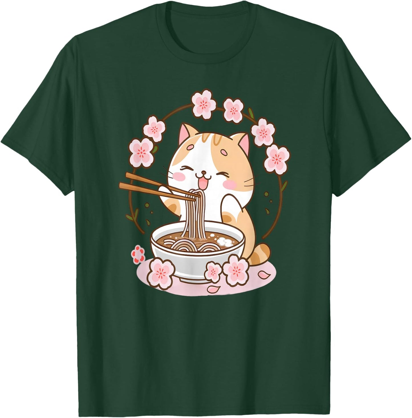 Ramen Cat Anime - Kawaii Clothes Otaku Clothing Manga T-Shirt - T-Shirt | Forest