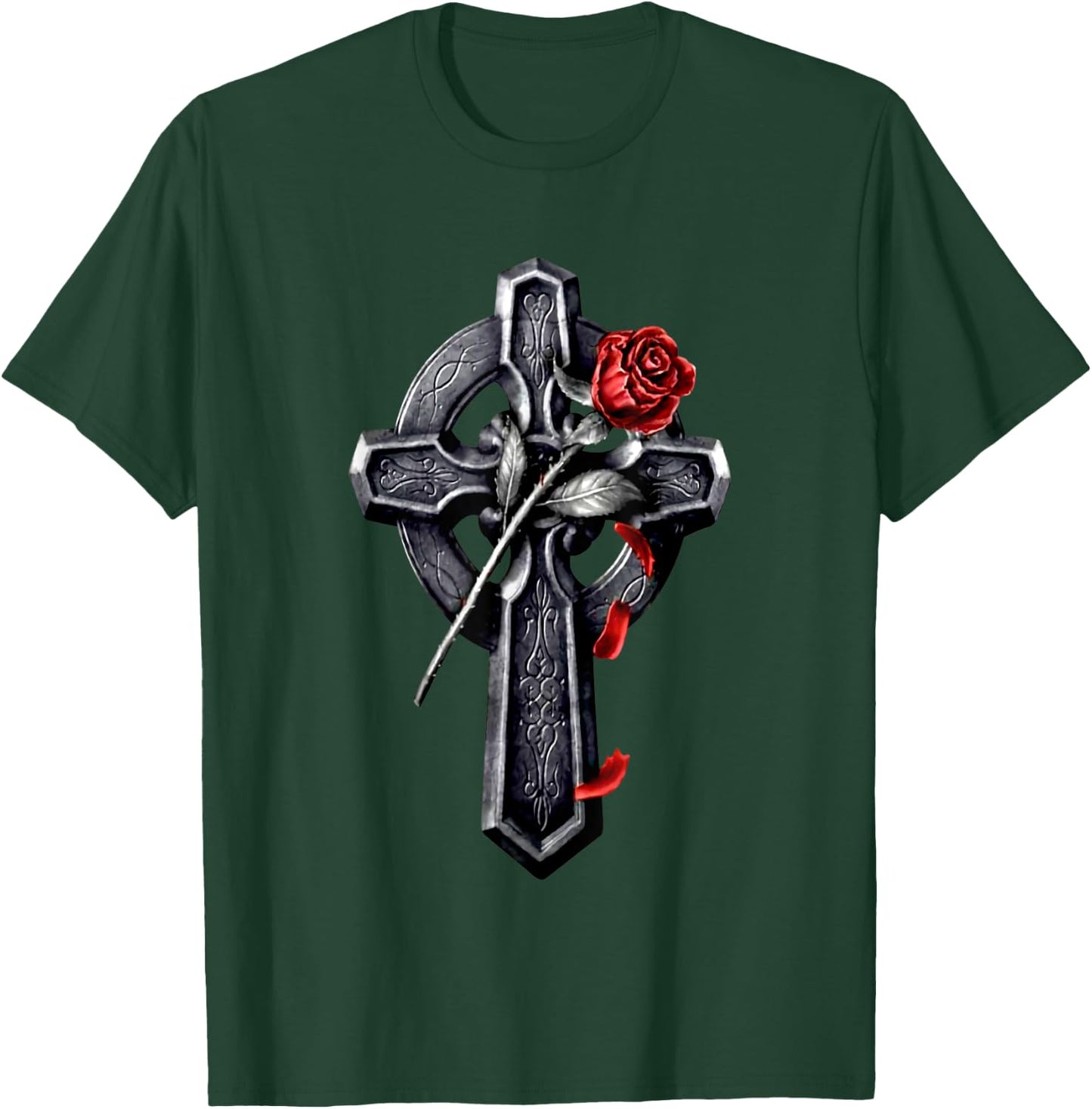 Faith Cross Rose Jesus Christian Lover T-Shirt - T-Shirt | Forest
