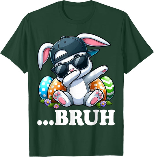 Easter Day Bruh Dabbing Bunny Women Boys Girls Teens T-Shirt - T-Shirt | Forest