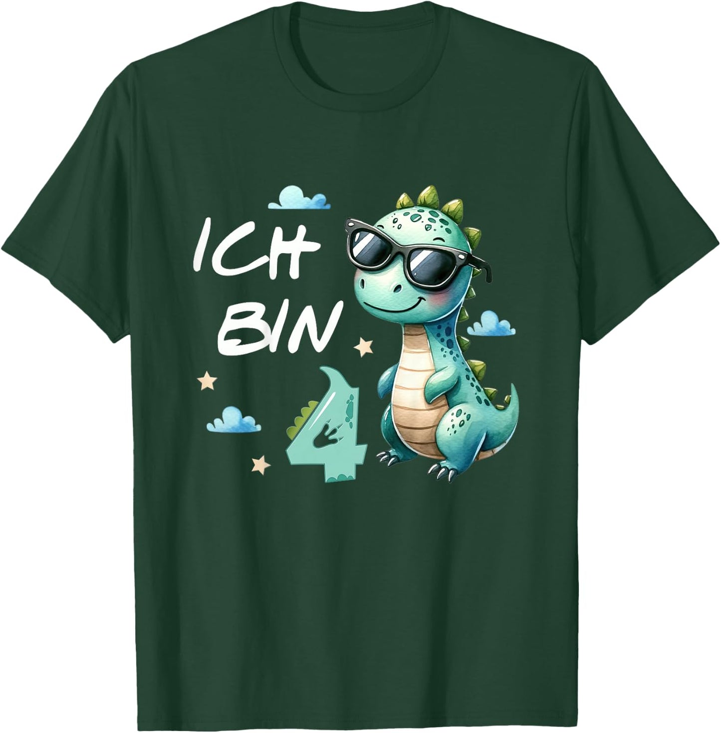 Children's 4th Birthday Boy Girl Gifts 4 Years Old Cool Dino , black T-Shirt - T-Shirt | Forest