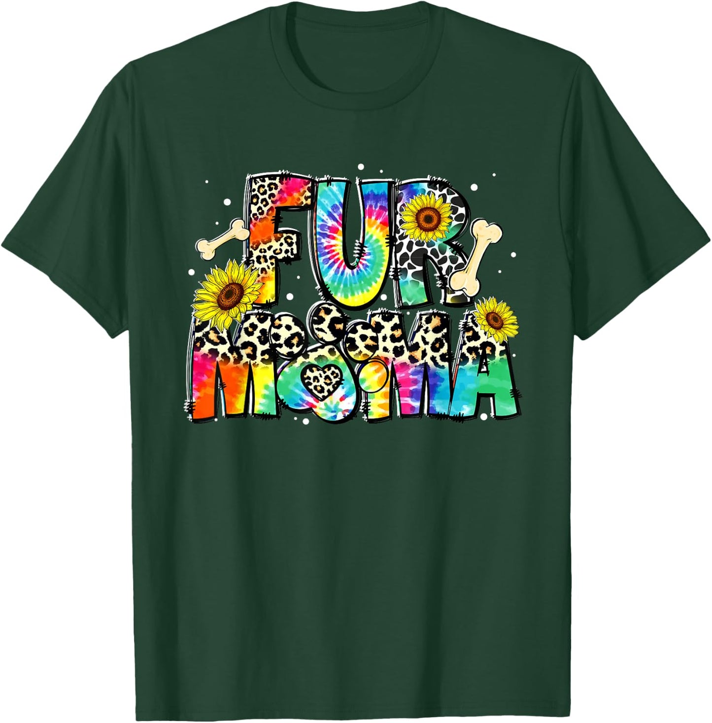 Fur Mama Tie Dye Leopard Mother's Day Dog Mom Life Dog Mama Men Women T-Shirt - T-Shirt | Forest