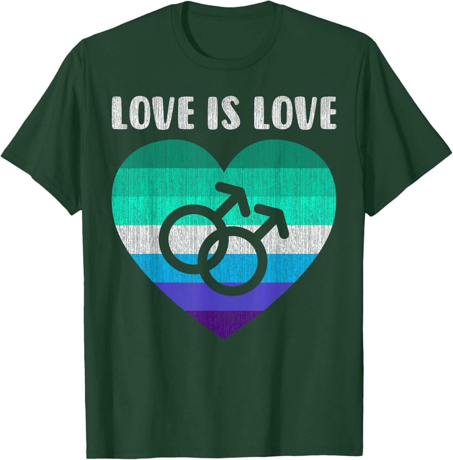 Gay Men's Symbol with Heart, Love is Love , black T-Shirt - T-Shirt | Forest