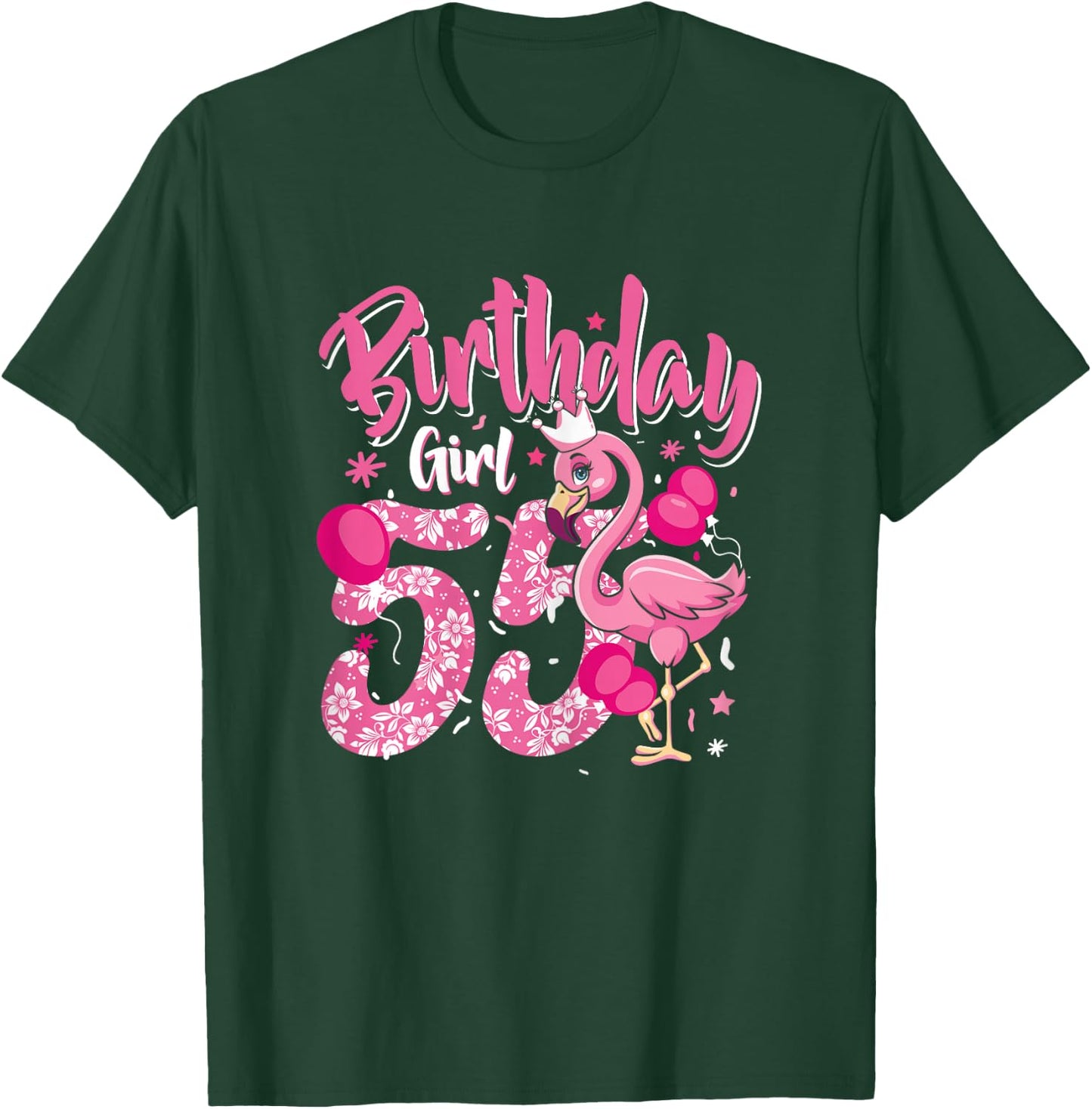 55th Birthday Gift Flamingo Fan 55 Year Old Women 55th Bday T-Shirt - T-Shirt | Forest