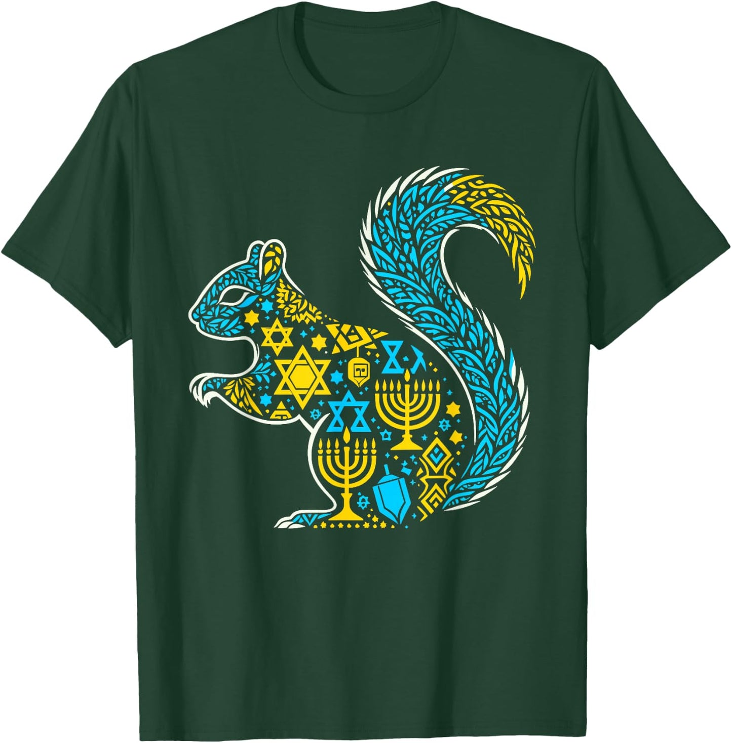 Squirrel Menorah Dreidel Jewish Hanukkah Kids T-Shirt - T-Shirt | Forest
