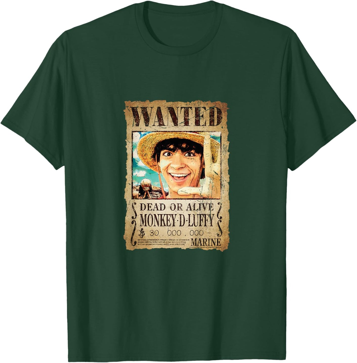 Children's Poster Monkey D Luffy Wanted Straw Hat Pirates Kids , Black, 2 T-Shirt - T-Shirt | Forest