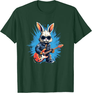 Cool rocker bunny with electric guitar for rock Easter event T-Shirt - T-Shirt | Forest