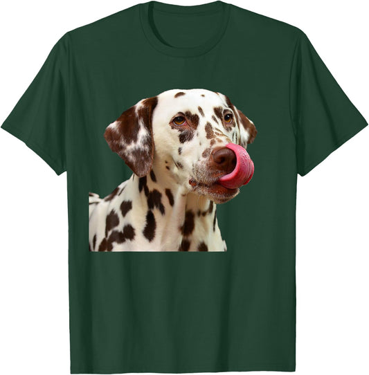 Dalmatian Tongue Licking Funny Cute Liver Color Spots T-Shirt - T-Shirt | Forest