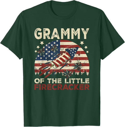 Grammy of The Little Firecracker Fourth of July Birthday T-Shirt - T-Shirt | Forest